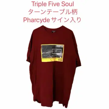 TRIPLE 5 SOUL 티셔츠 턴테이블 패턴 Pharcyde 사인