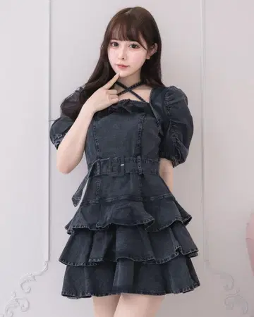 pium 티어드 프릴 미니 원피스