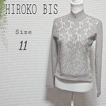 HIROKO BIS 하이넥 꽃무늬 레이스 탑 사이즈 11