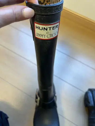 HUNTER & JIMMY CHOO 블랙 레인부츠 롱