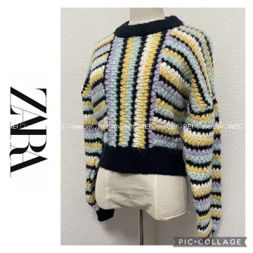 ZARA 자라 멀티 컬러 보더 니트 긴팔 컬러풀