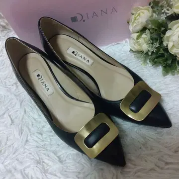 DIANA 다이애나 펌프스 블랙 가죽 버클 골드 23