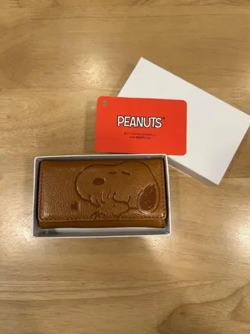 PEANUTS 스누피 키케이스 카멜 천연 가죽 새상품