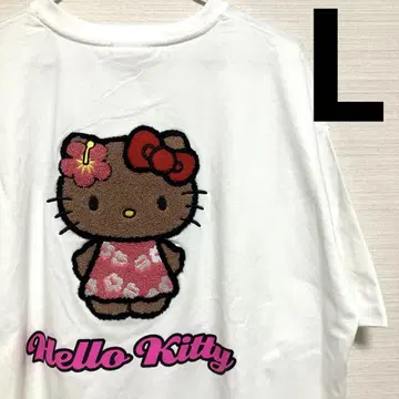 헬로키티 일광화상 반팔 티셔츠 키티 사가라 자수 L 면 100% 새상품