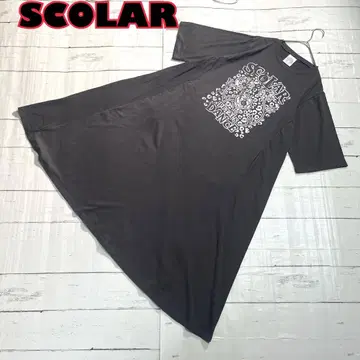 스칼라 꽃무늬 호일 프린트 루즈한 오버 사이즈 빅 원피스 L-LL