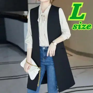 [인기 상품] 베스트 롱 블랙 테일러드 노카라 L 사이즈