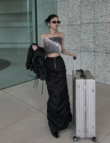 Darich 체인 스트랩 나일론 롱 스커트