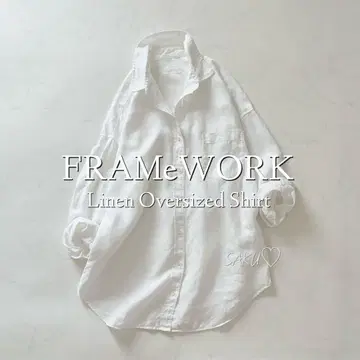 스테디셀러 인기 FRAMeWORK 린넨 100% 빅 실루엣 셔츠 화이트