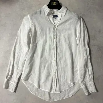 폴로 랄프로렌 셔츠 컷워크 레이스 포니 자수 린넨 100% 화이트
