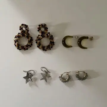 비즈 스와로브스키 유리 귀걸이 4종 세트 묶음 판매