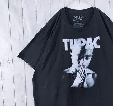 US 구제 의류 2PAC TUPAC 랩 티셔츠 래퍼 힙합 블랙