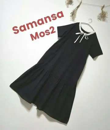 사만사 모스모스 앞뒤 배색 파이핑 원피스 블랙 코튼 SM2