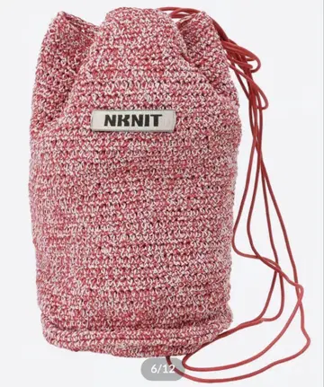 NKNIT 빨흰 뜨개질 드로우 스트링 백
