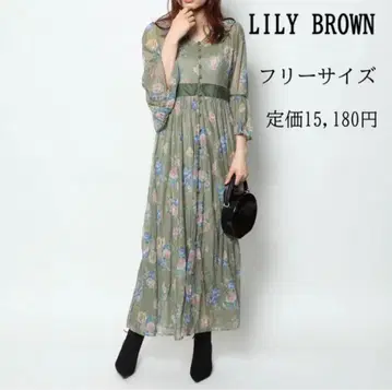 Lily Brown 플라워 무늬 튤 원피스 (카키) 프리 사이즈