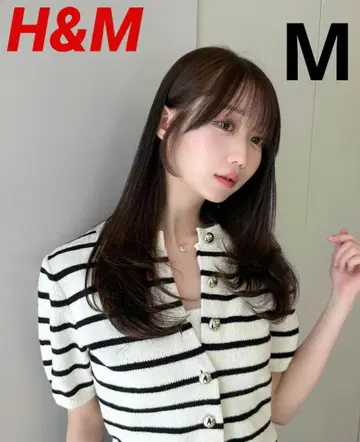 미리냐 착용 H&M 반팔 가디건 니트 가디건 보더 M