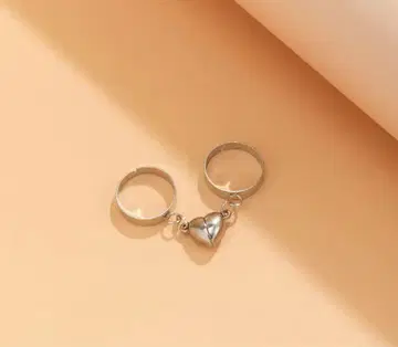 실버 하트 모양 참 반지 페어 반지
