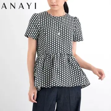 ANAYI 아나이 도트 자카드 페플럼 블라우스 상의