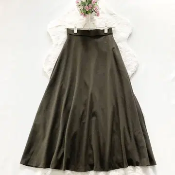 LE PHIL*루필 플레어 턱 스커트 롱 카키 0