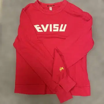 EVISU 레드 롱 컷 티셔츠 사이즈 40 롱 T 셔츠 명작