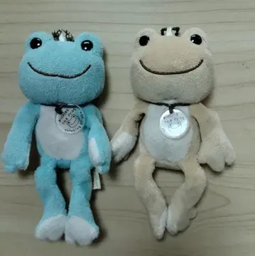[개구리 피클스] 빈 인형 스카이블루 & 브라운 볼 체인 포함
