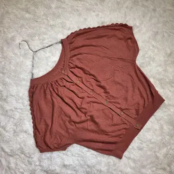 누베르드 파라디 가디건 38 반팔 크림슨 린넨 혼방