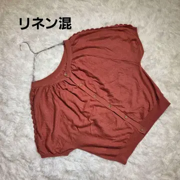 누베르드 파라디 가디건 38 반팔 크림슨 린넨 혼방