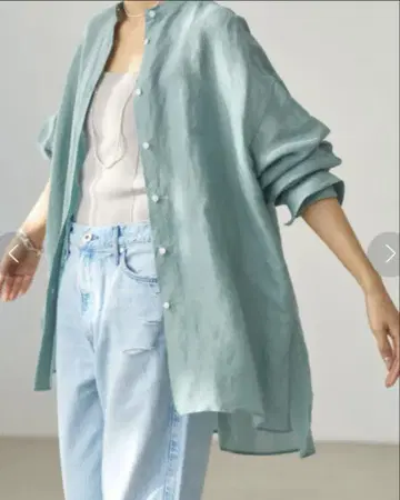 IENA 라미 리요셀 백 개더 셔츠 그린