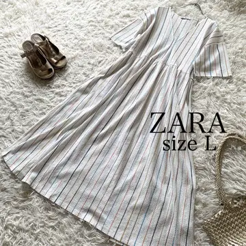 새상품급 ZARA 자라 반팔 스트라이프 원피스 스트레치 L 사이즈