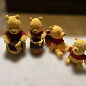 디즈니 곰돌이 푸 봉제 인형 4개 세트 레어 레트로 전보 NTT