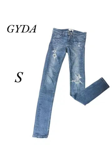 GYDA 데미지 데님 스키니 팬츠 S 사이즈 슬림 레그 크러쉬 가공