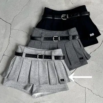플리츠 미니 스커트 그레이 한국 패션 menot