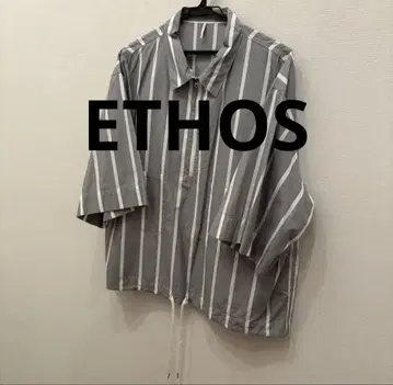 ETHOS 스트라이프 반팔 셔츠 그레이