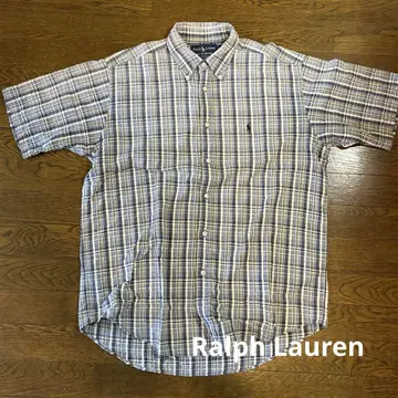 Ralph Lauren 체크 무늬 반팔 시어서커 셔츠 L 사이즈