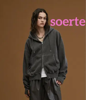 헤비 웨이트 더블 지퍼 후디 soerte 블랙 차콜 그레이