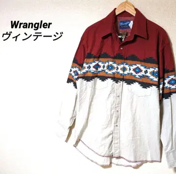 Wrangler 웨스턴 셔츠 남성용 구제 의류 셔츠 긴팔 셔츠 아메카지