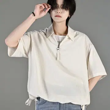 코드 크린클 반지퍼 셔츠