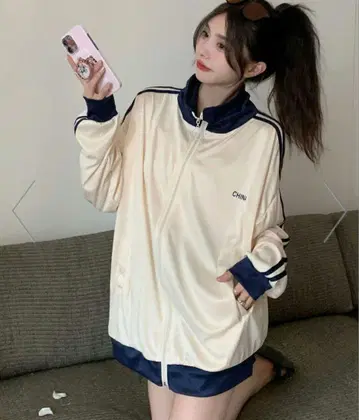 DEVICE 얇은 소재 더블 라인 트랙 자켓 저리 트랙 탑