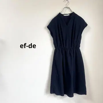 ef-de 에프데 무릎 기장 원피스 프렌치 슬리브 네이비