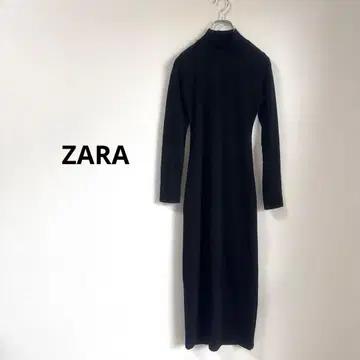 ZARA 자라 등 파인 롱 원피스 블랙