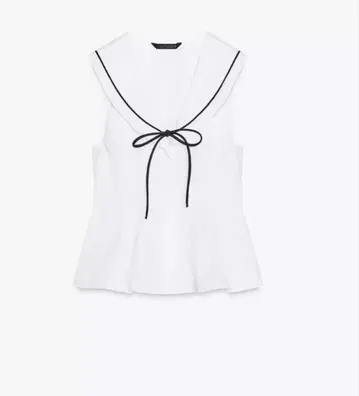 ZARA 리본 타이 포플린 상의 S 사이즈