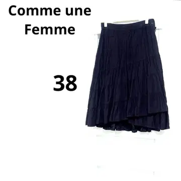 Comme une Femme 플리츠 스커트 [38] 블랙 무릎 기장 개성