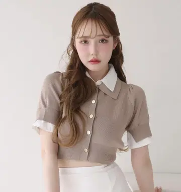 레이어드 카라 부착 폴로 니트