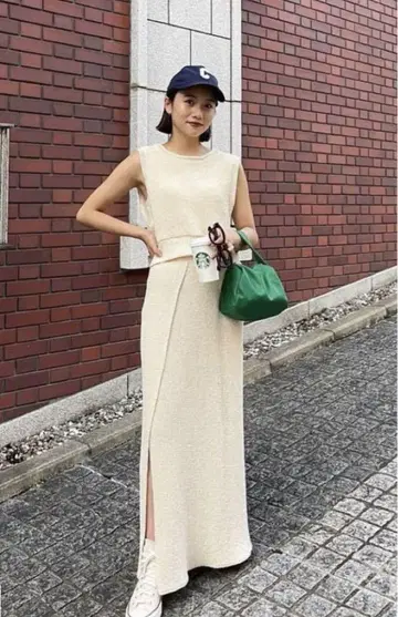 Searoomlynn PAPER KNIT 슬릿 스커트 아이보리 S