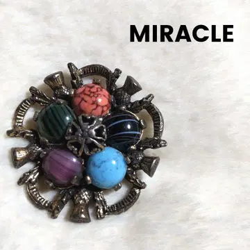 MIRACLE 여러 가지 색의 아트 유리 및 엉겅퀴 브로치 골드