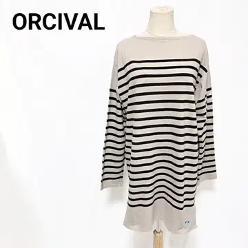 ORCIVAL 오르치발 보트넥 보더 티셔츠 베이지 블랙