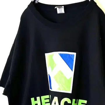 길단 HERLACHE 트랙 라인 티셔츠 L 블랙 검정 구제 의류
