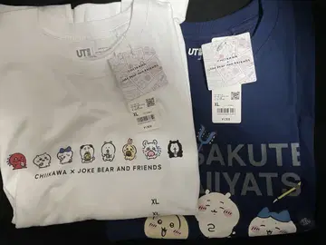 유니클로 치이카와 (먼작귀) 티셔츠 XL 화이트 네이비 2개 세트