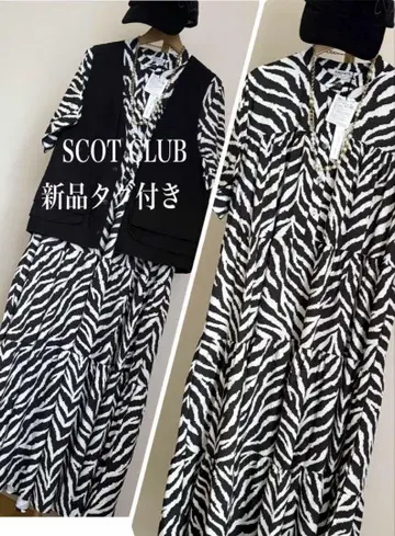 택 포함 새상품 SCOT CLUB 롱 티어드 원피스