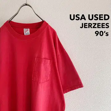 USA제 90년대 "JERZEES" 포켓 티셔츠 (레드)
