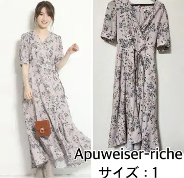 Apuweiser-riche 꽃무늬 반팔 롱 원피스 사이즈 1